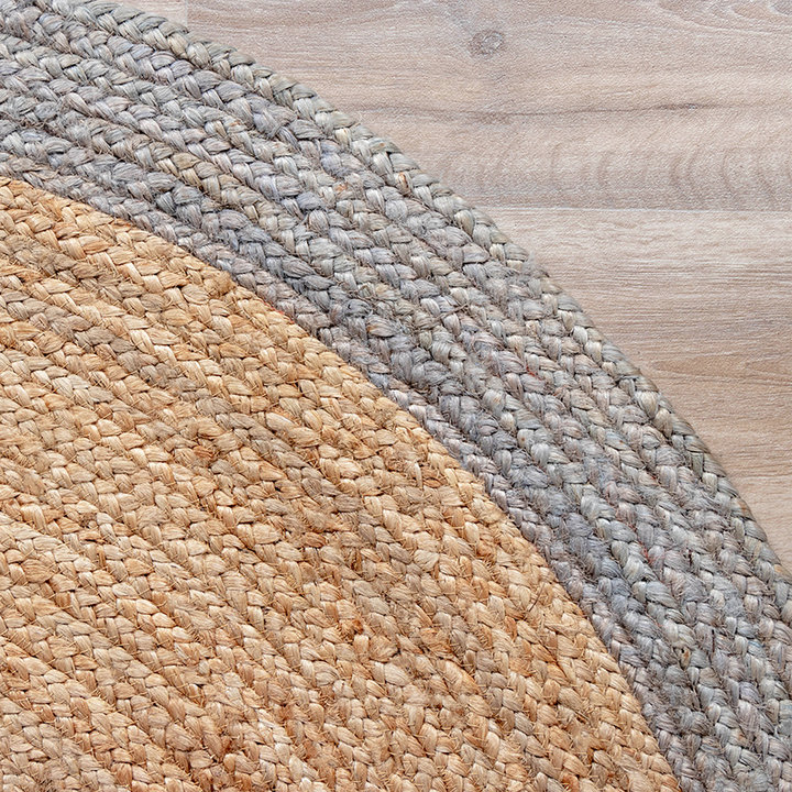 Jute vloerkleed - Fair Rond Naturel/Grijs | Bohemian