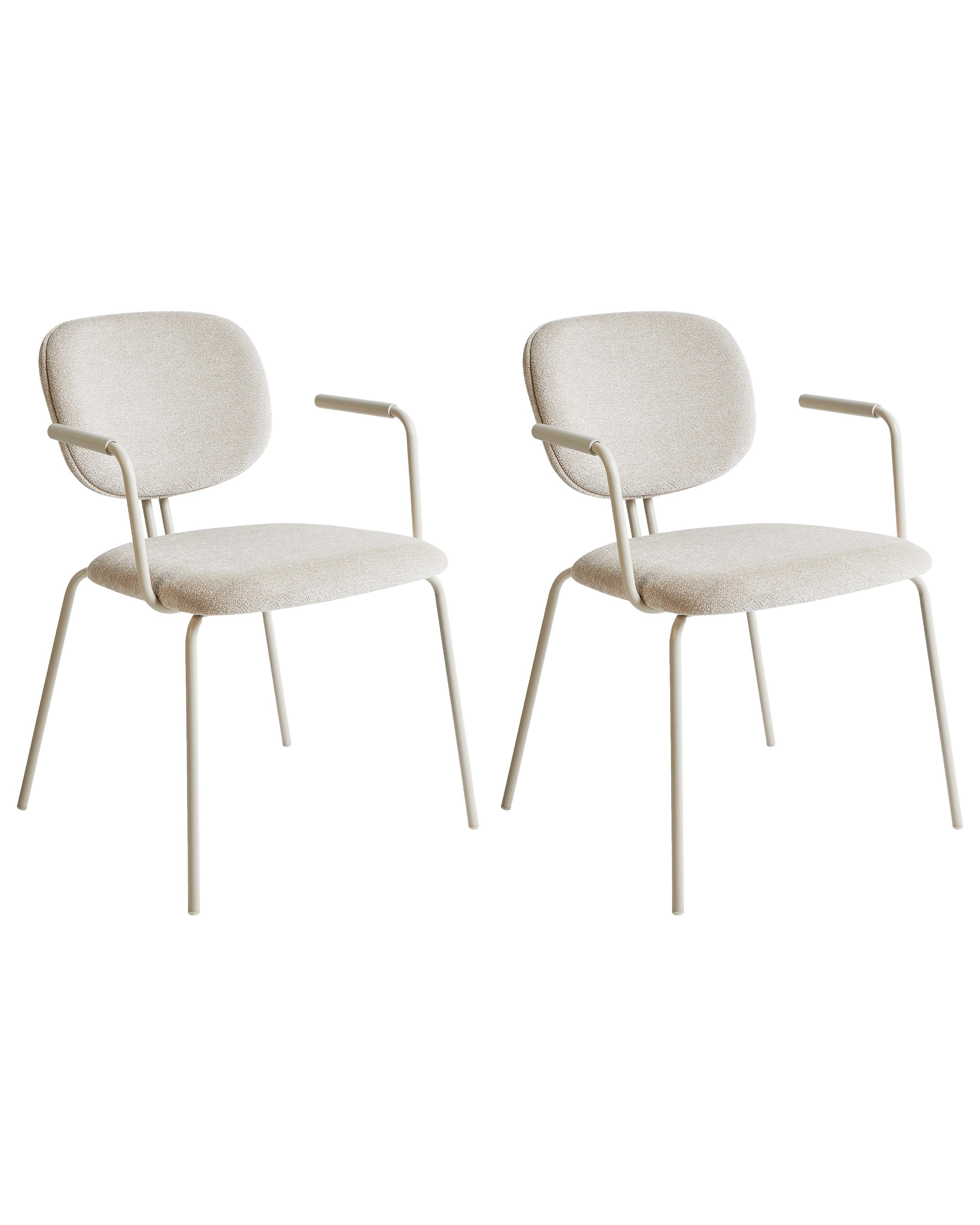 Set van 2 eetkamerstoelen CARILLE Chenille Lichtbeige