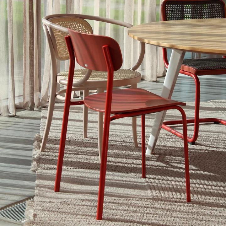 Thonet - S 243 Stuhl, Chrom / Eiche klar lackiert
