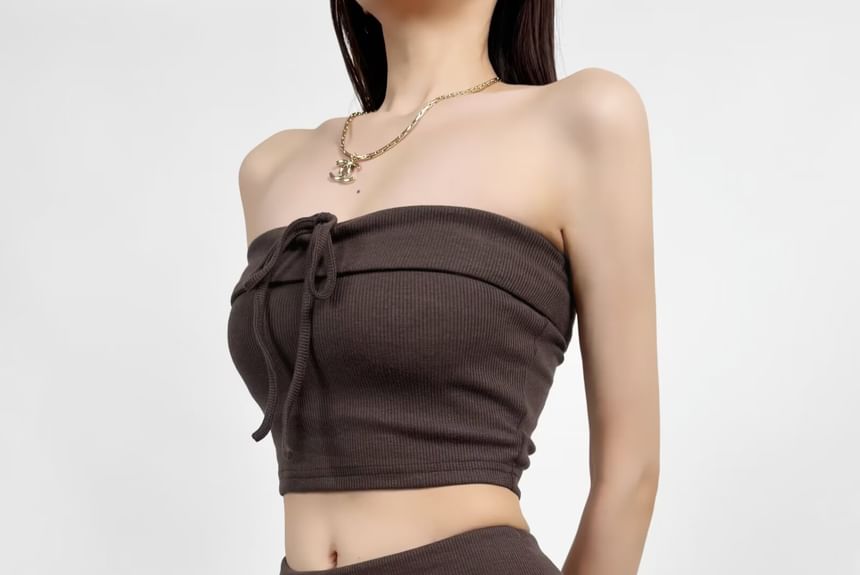 Faiar - Effen crop top / korte broek met gemiddelde taille