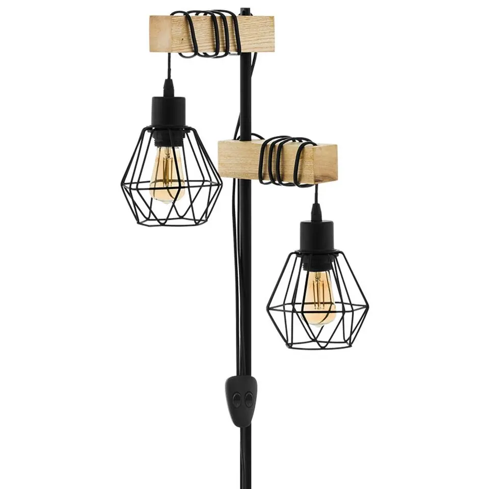 EGLO Townshend 5 Vloerlamp - E27 - 166,5 cm - Zwart, Bruin