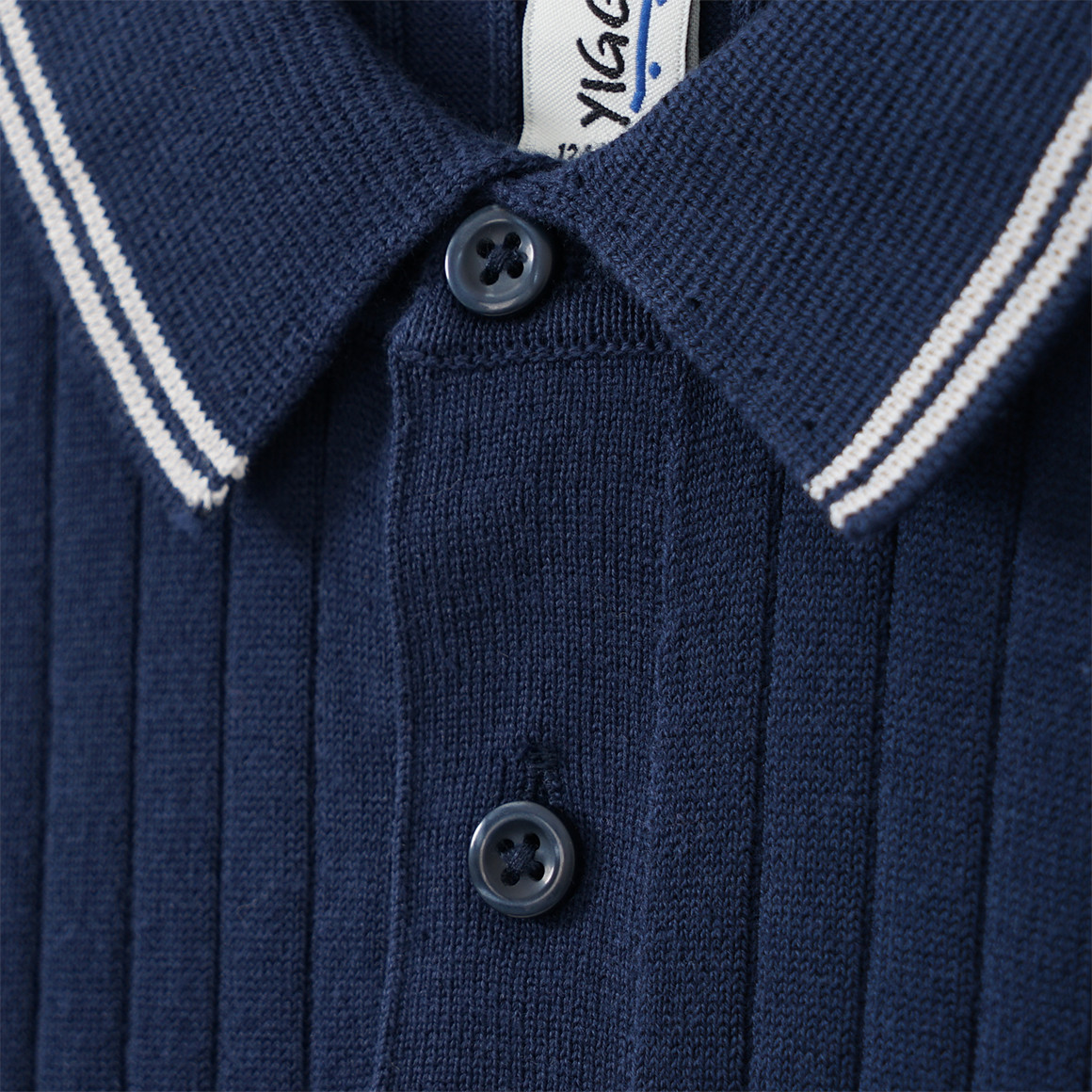 Yigga Jungen Strick-Poloshirt mit Rippstruktur dunkelblau