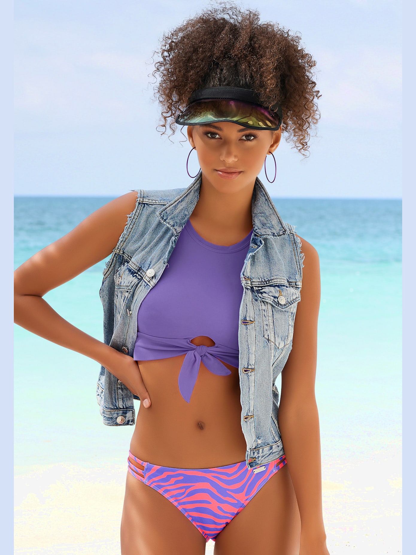 Haut de maillot de bain court coloris unis tendance