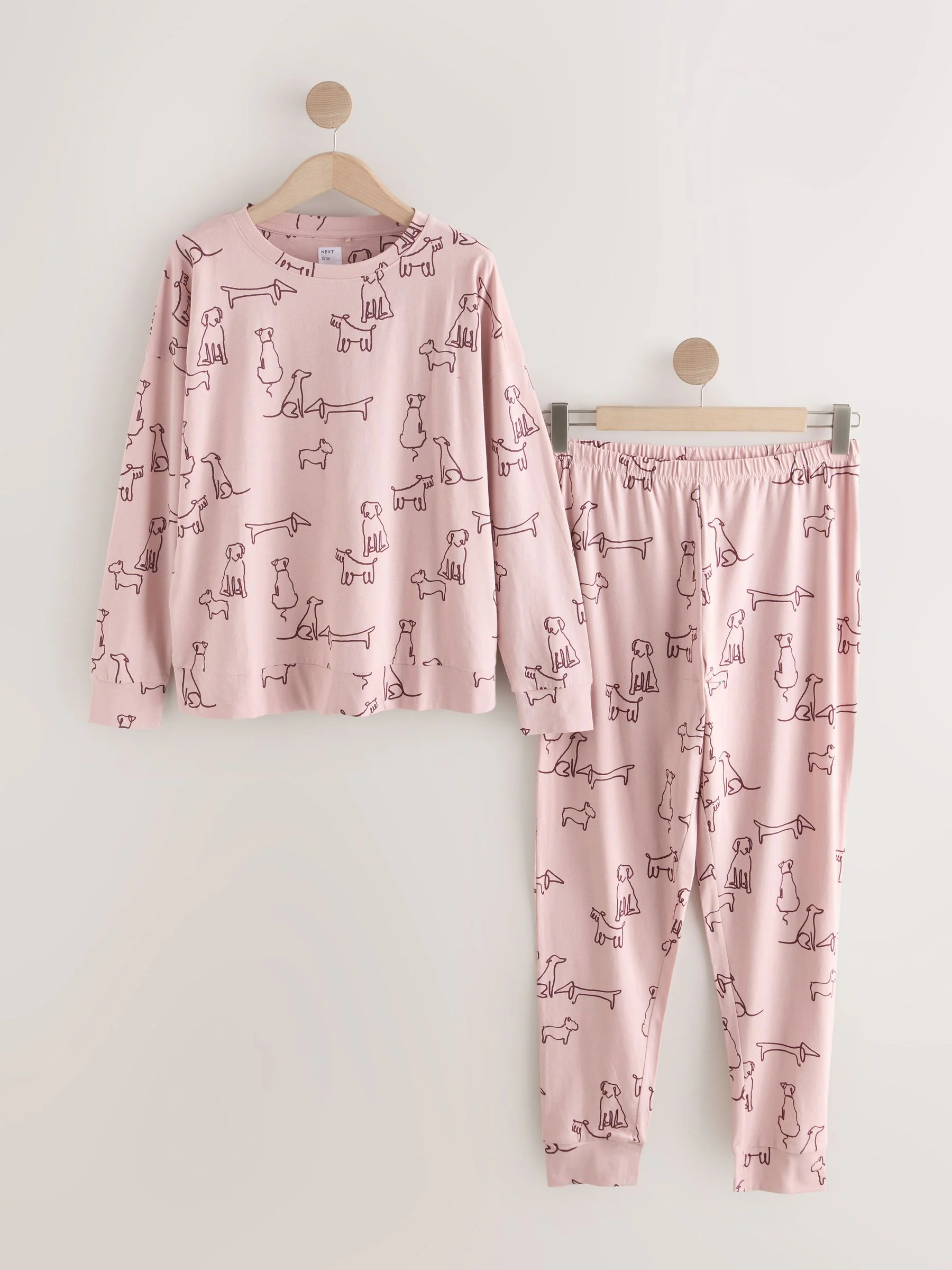Roze met hondenprint - Pyjama met lange mouwen