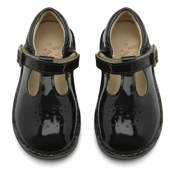 Young Soles Babies Scratchs T-Bar Patent Penny  | Noir