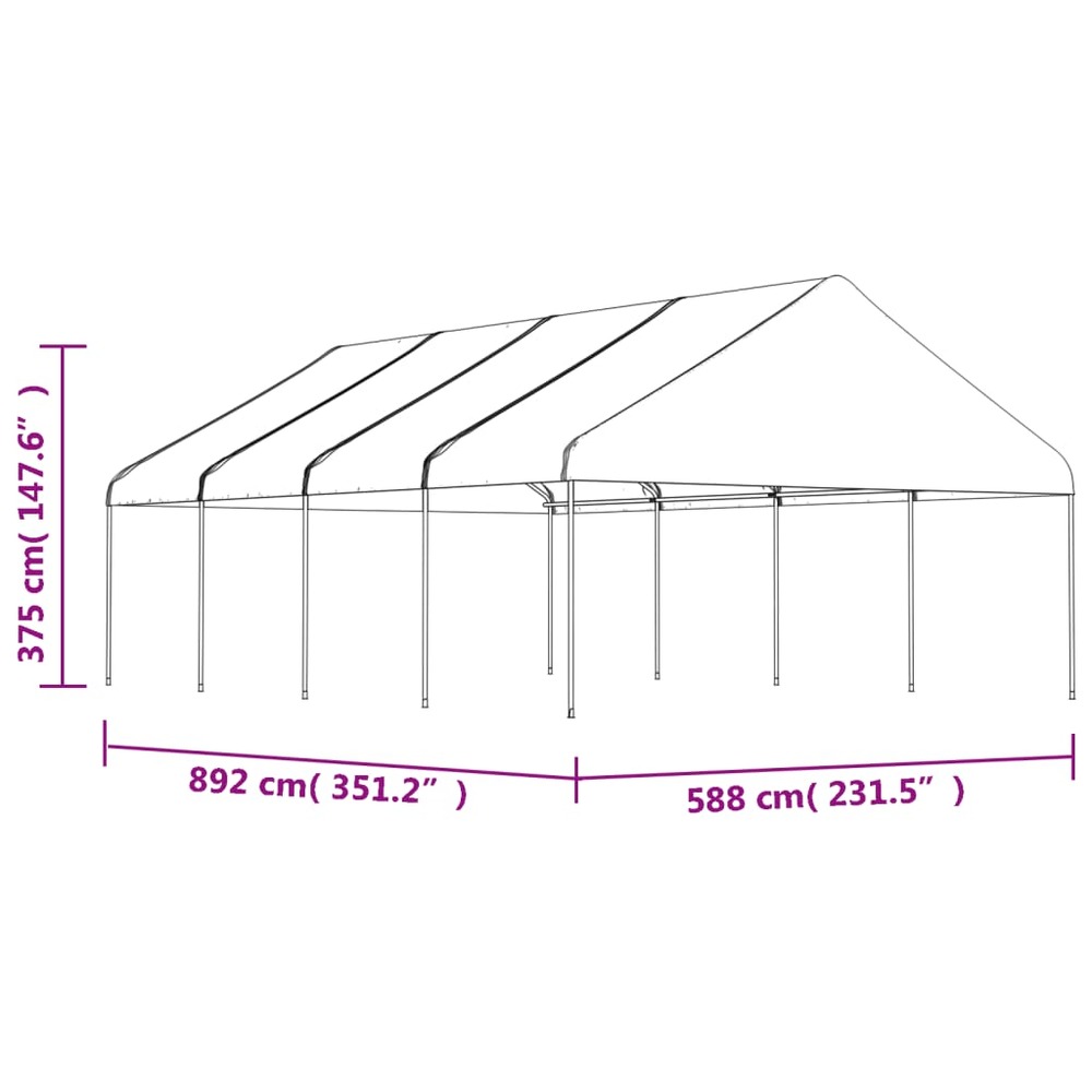 Belvédère avec toit blanc 8,92x5,88x3,75 m polyéthylène