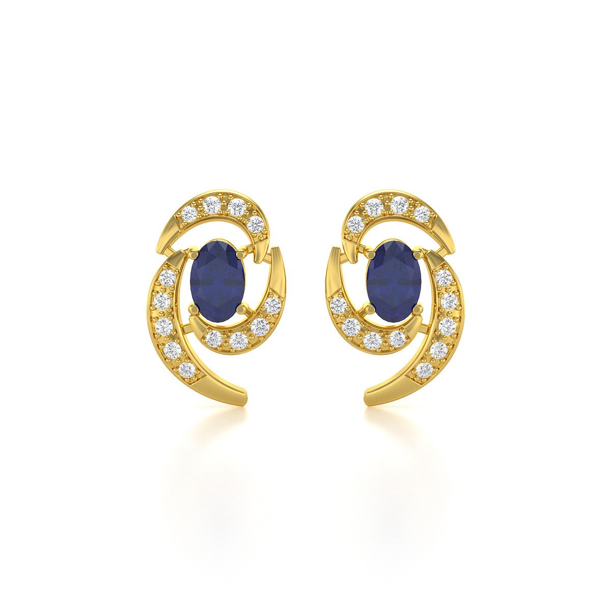 Boucles d'oreilles ADEN Or 585 Jaune et Saphir 2.6grs