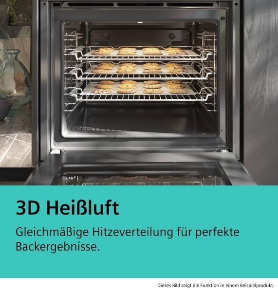 Siemens HB578GBS3, iQ500, Einbau-Backofen 60 x 60 cm, activeClean Pyrolyse Selbstreinigung, 3D Heißluft, Schnellaufheizung, cookControl30 Automatikprogramme, softMove, Edelstahl