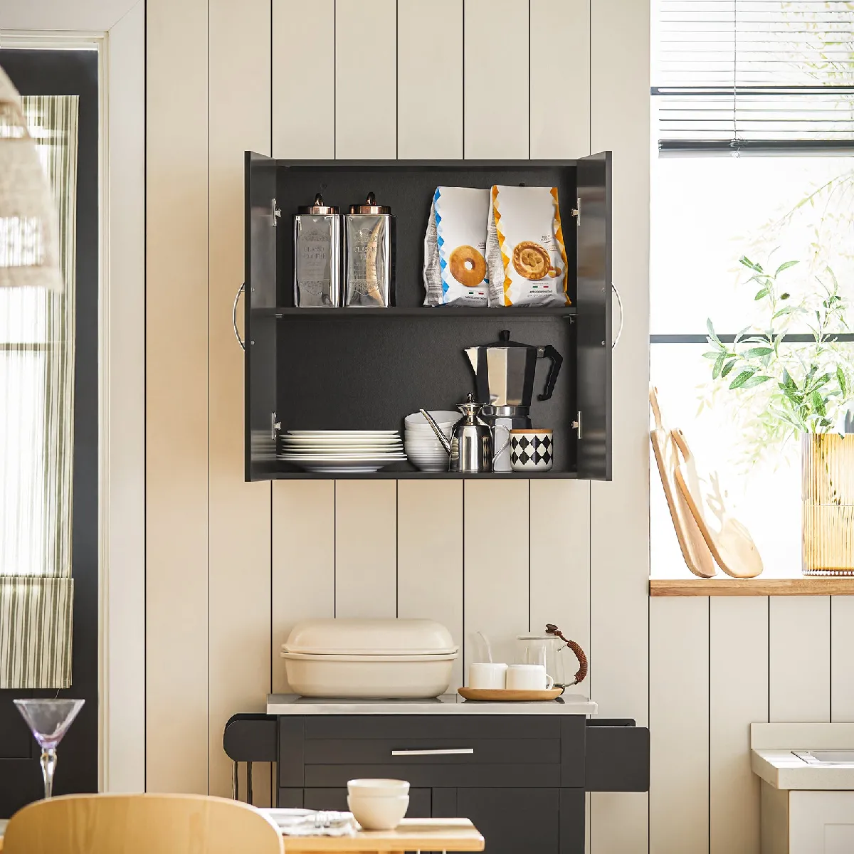 Sobuy FRG231-SCH Meuble haut toilettes suspendu