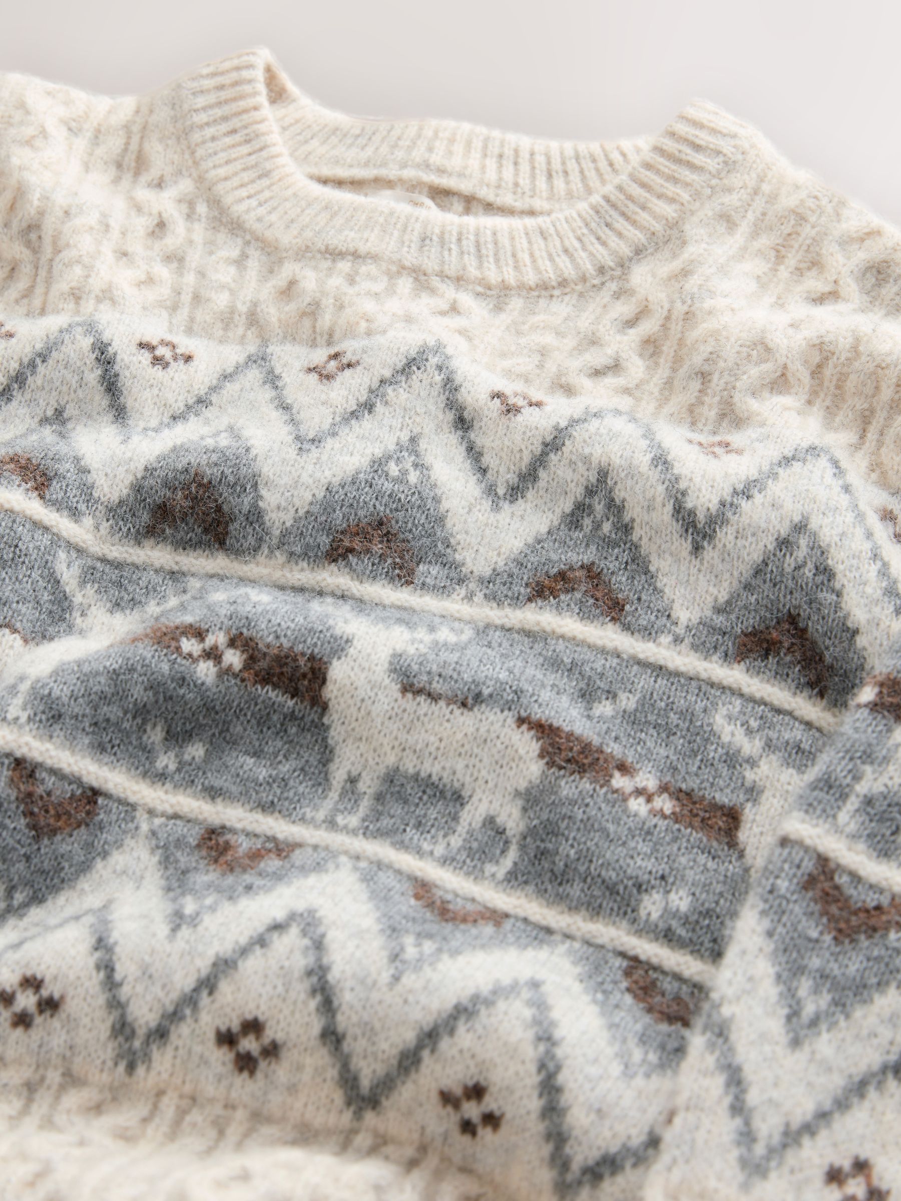 Ecru fairisle-motief  - Matching Family kersttrui