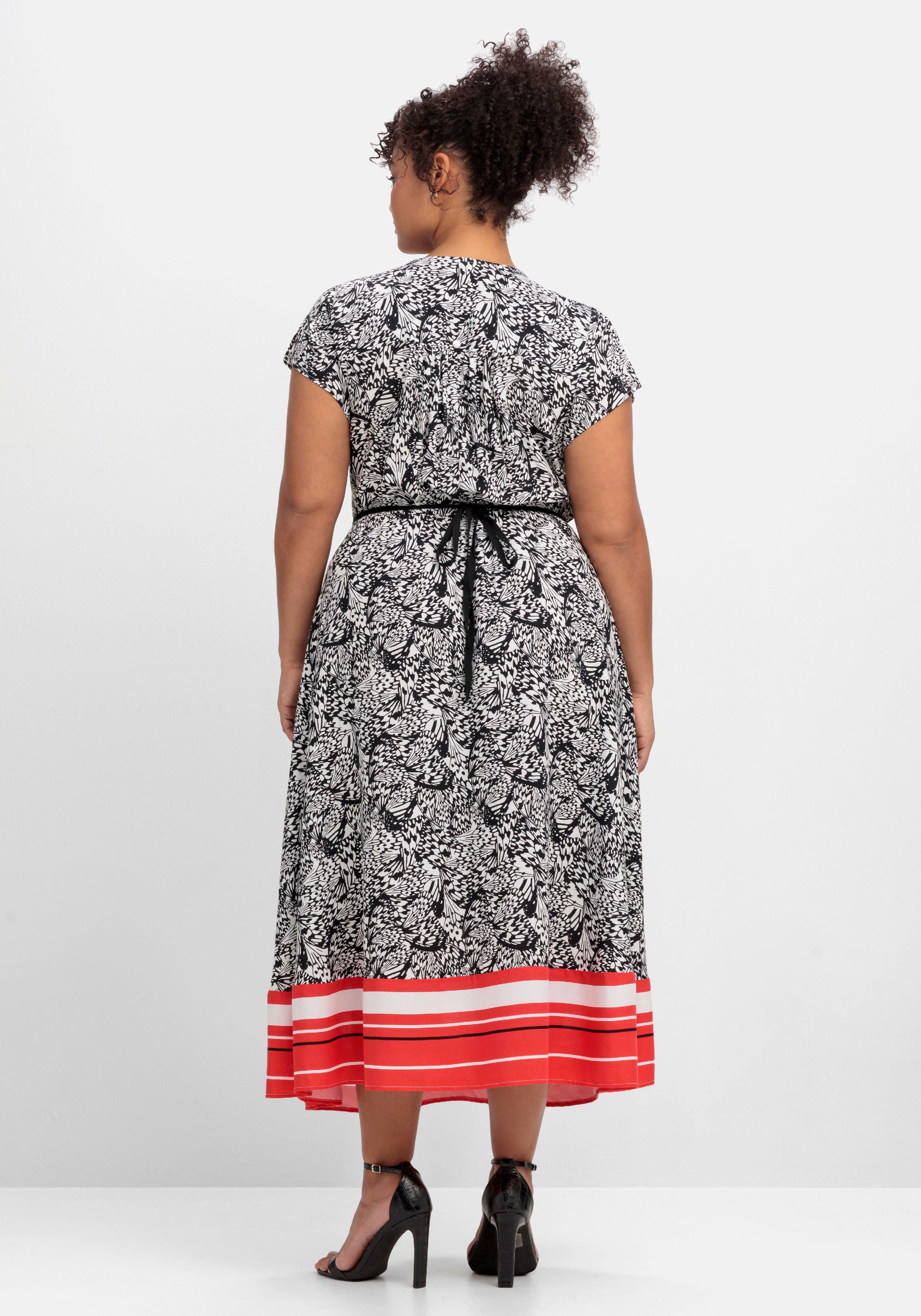 Kleid in Wickeloptik, mit Alloverdruck