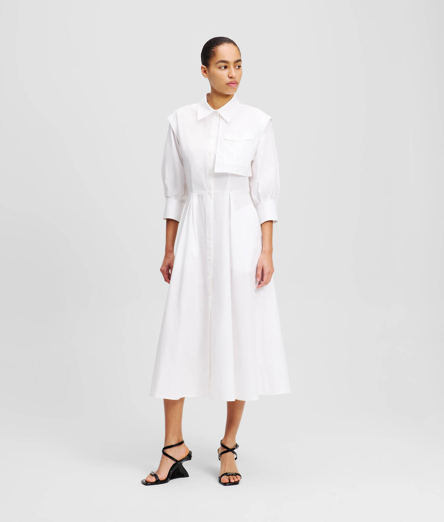 ROBE-CHEMISIER CARGO - Blanc