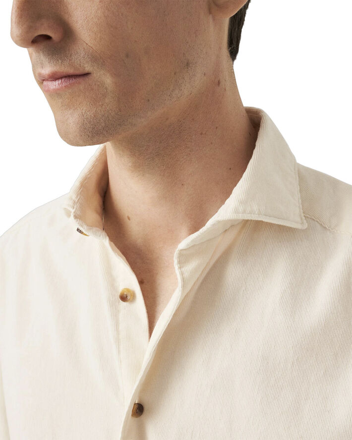 ETON Contemporary Fit White Fine Whale Coruroy Shirt Hvid