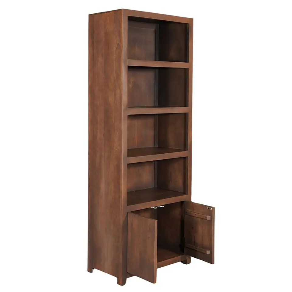 Mangohoutonline - Wandkast Phoenix 80cm Walnoot 4 Open Vakken, 2 Deuren - Mahom