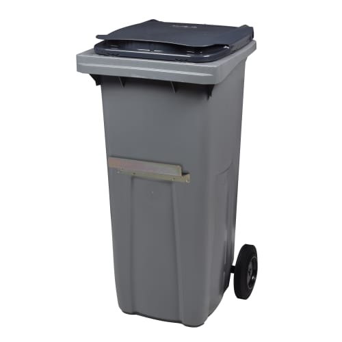 Conteneur 2 roues PEHD Korok avec barre ventrale 120L gris/gris Rossignol
