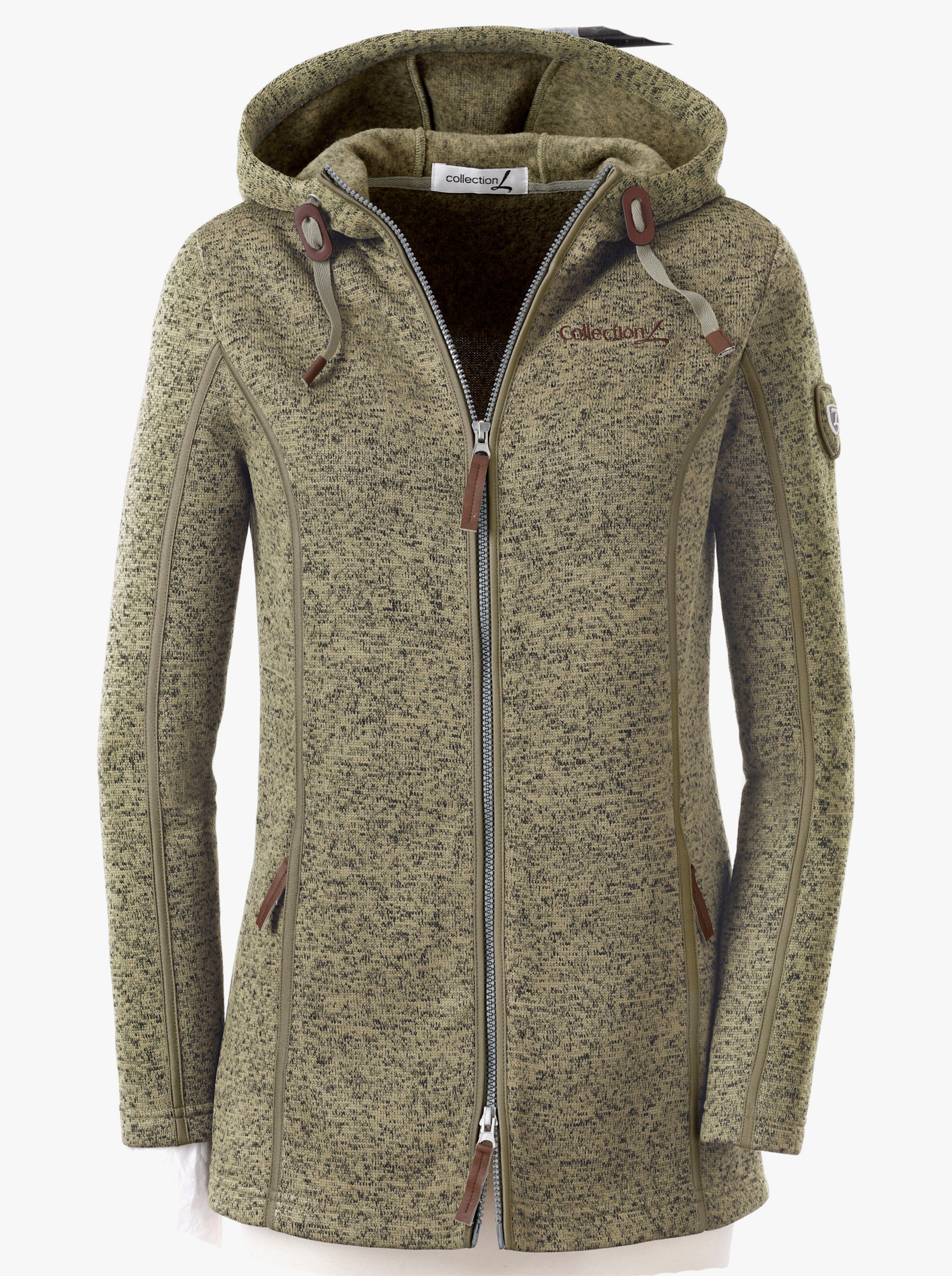 Kapuzenfleecejacke mit Umlegekragen