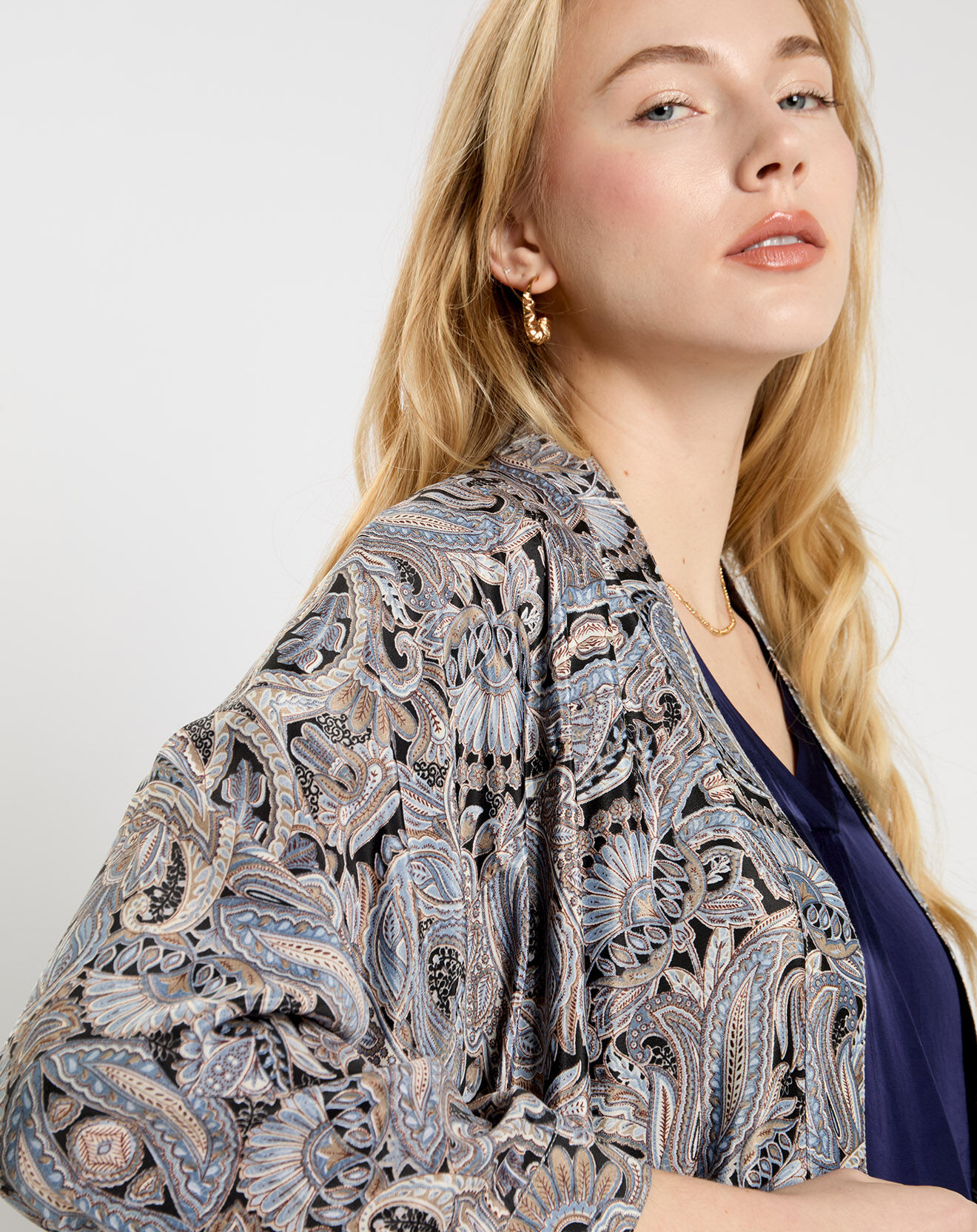 Lauren Vidal Kimono en Soie mélangée Sasha multicolore