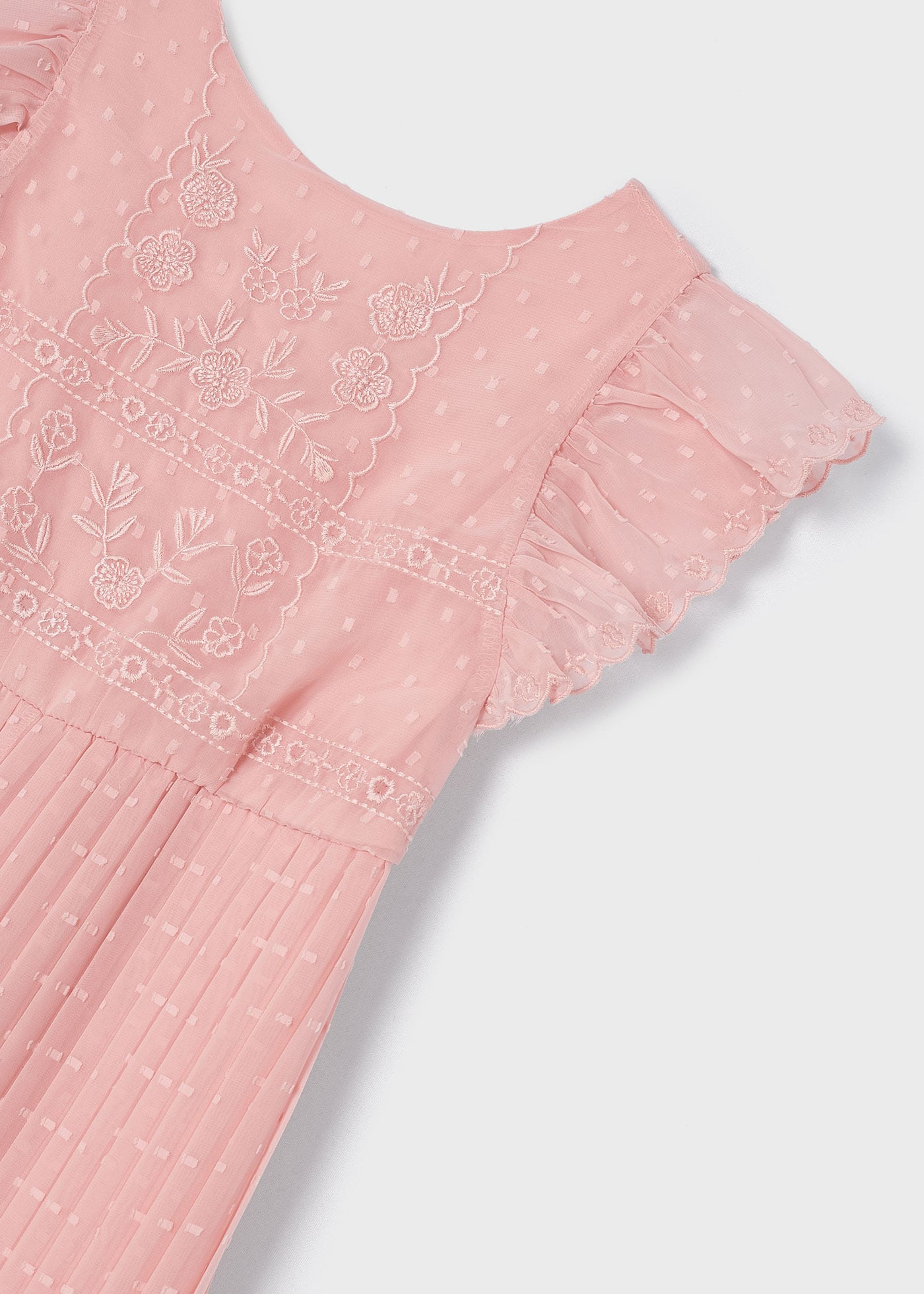 Macacão nude de chiffon com estampa de bolinhas para meninas
