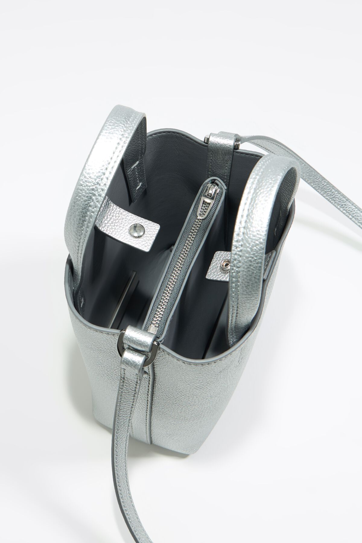 Bolsa de couro prateada mini Chihuahua