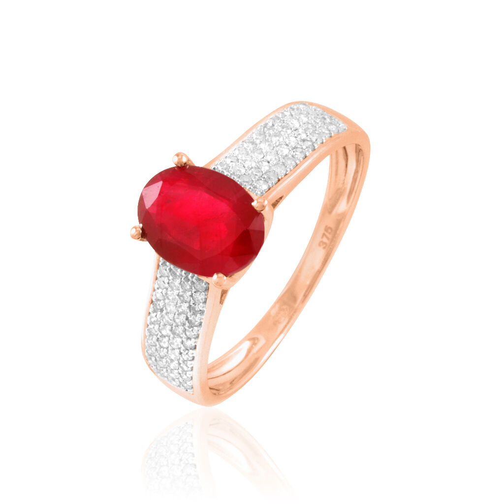 Bague Crista Or Rose Rubis Et Diamant