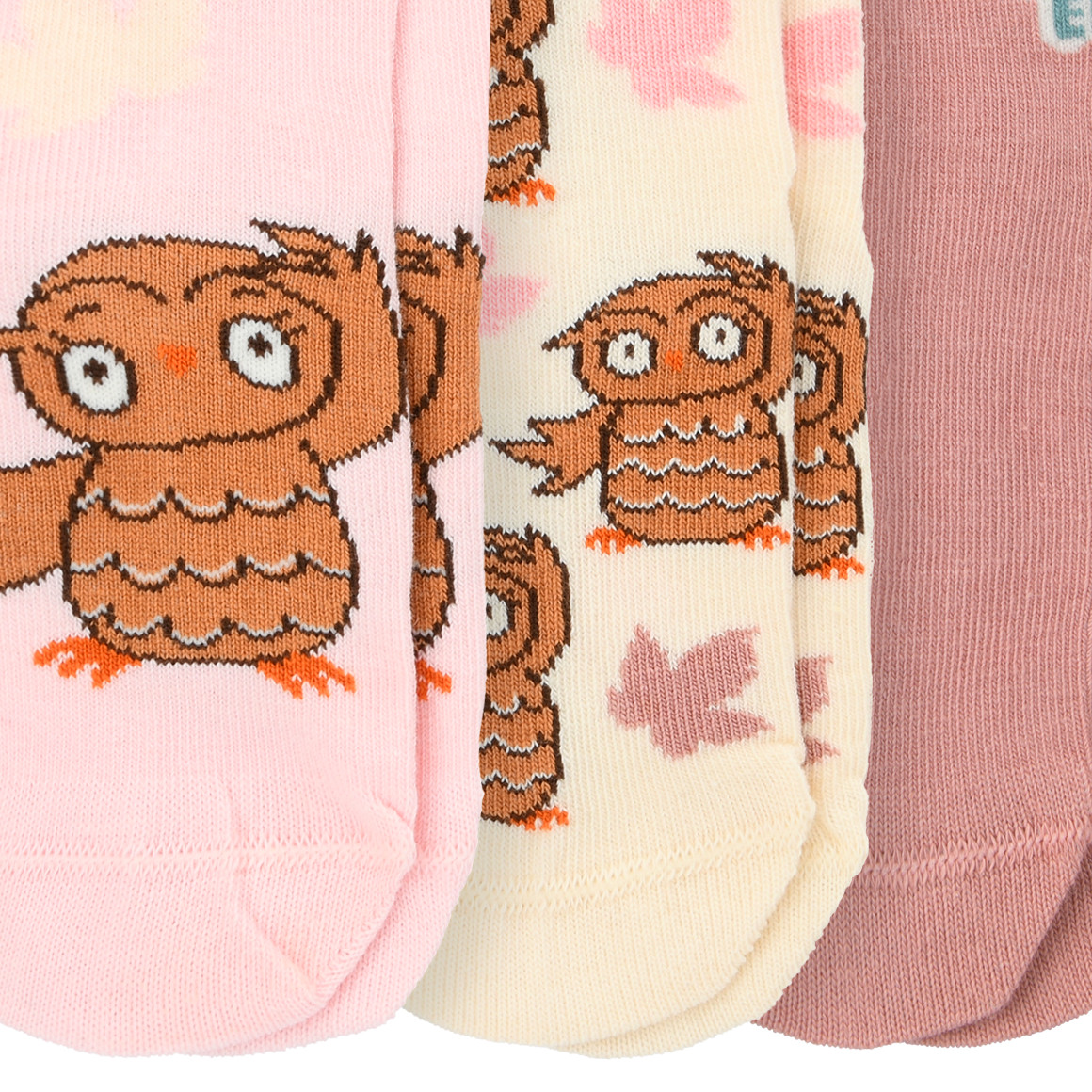 Topomini 3 Paar Die Kleine Eule Socken im Set rosa / beige