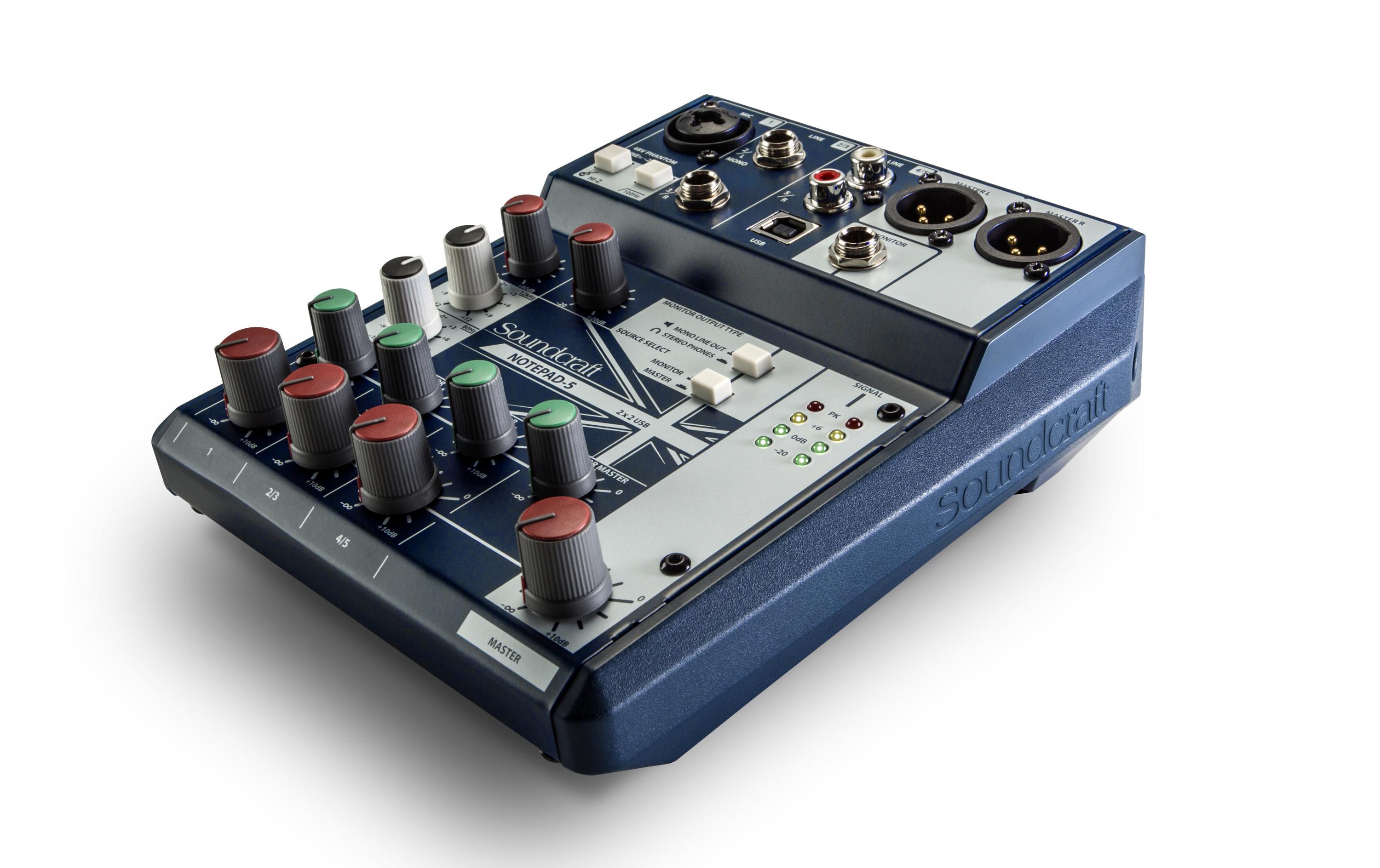 Mischpult Notepad-5<br>Kompakter Analog Mixer mit USB Interface
