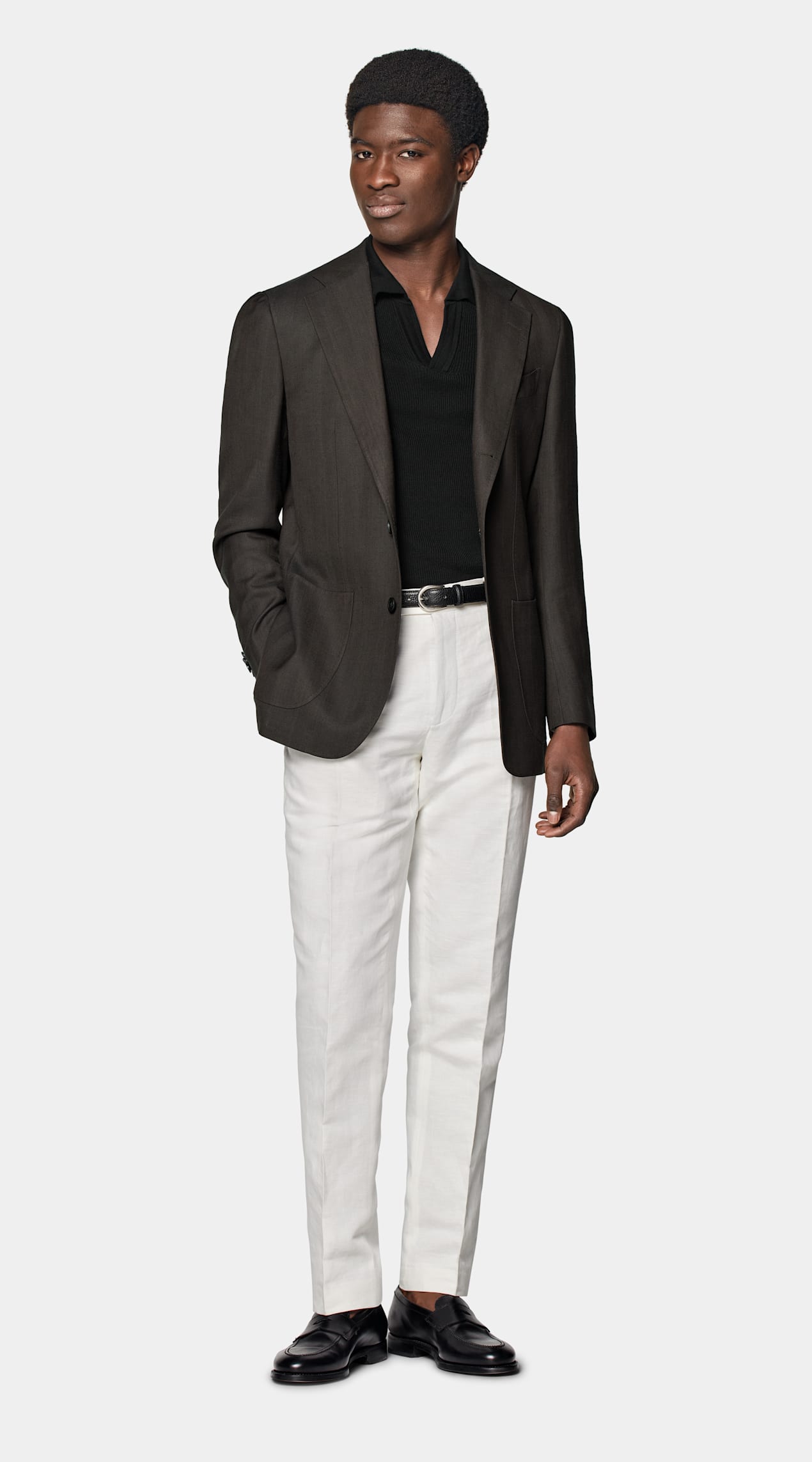 Blazer Havana coupe Tailored marron foncé à chevrons