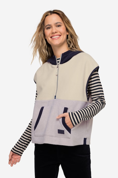 Pullunder, Fleece, farbige Kapuze, OEKO-TEX