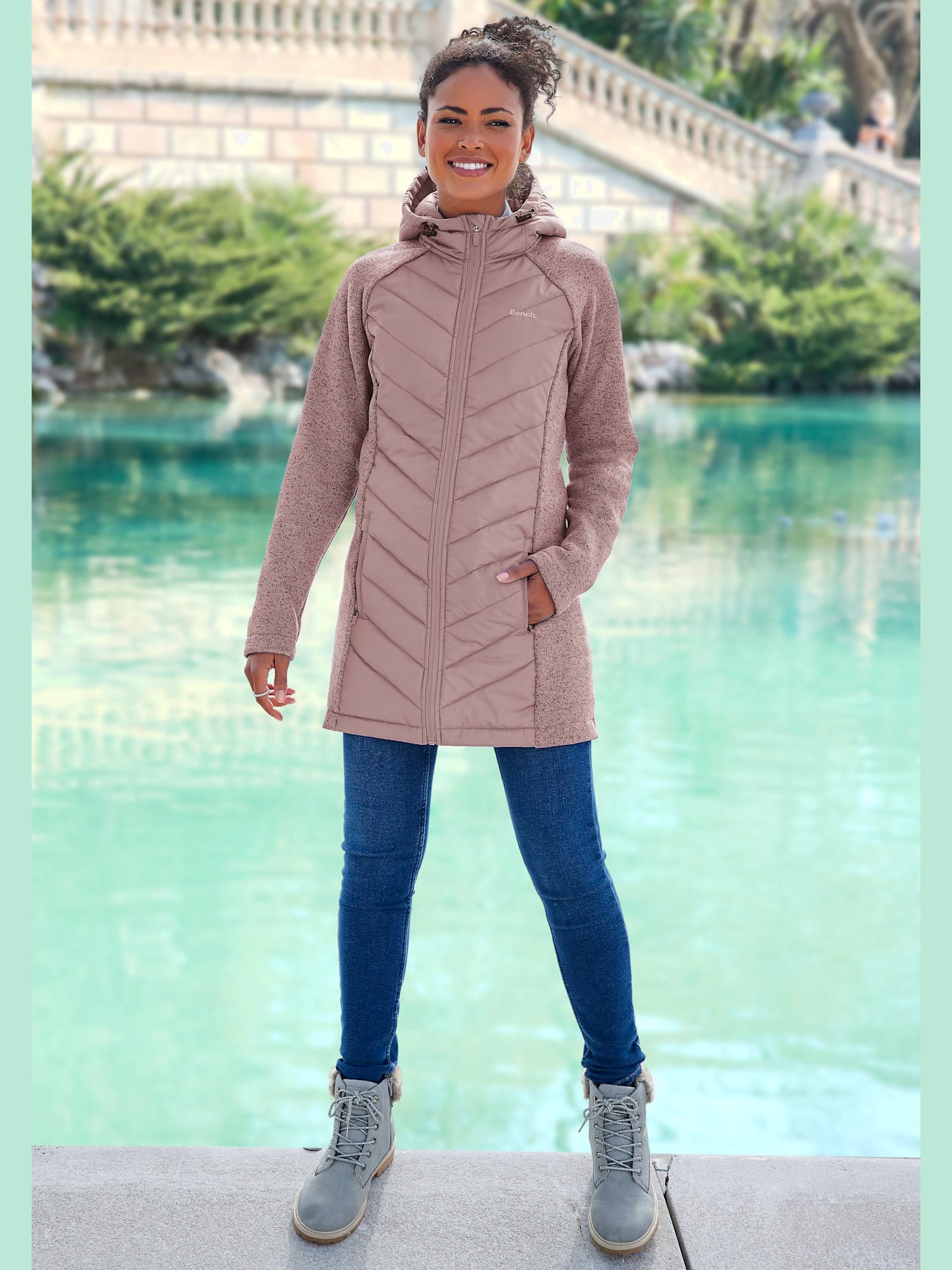 Doudoune manteau matelassé avec tricot polaire doux aux manches