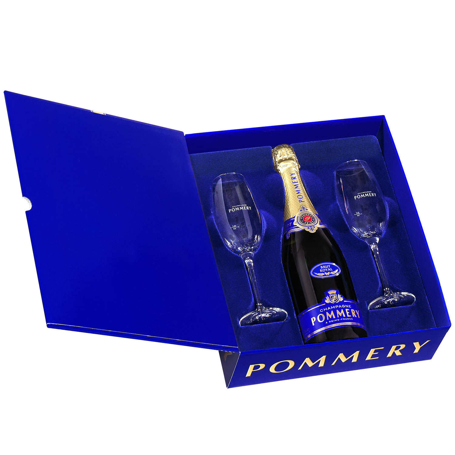 Coffret de Champagne Brut Royal Pommery et 2 flûtes