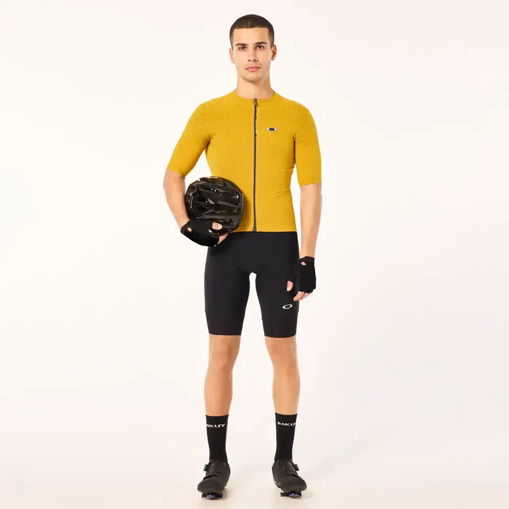 Q36.5 x Oakley Gridskin Pinstripe Fietsshirt Korte Mouwen Geel Heren