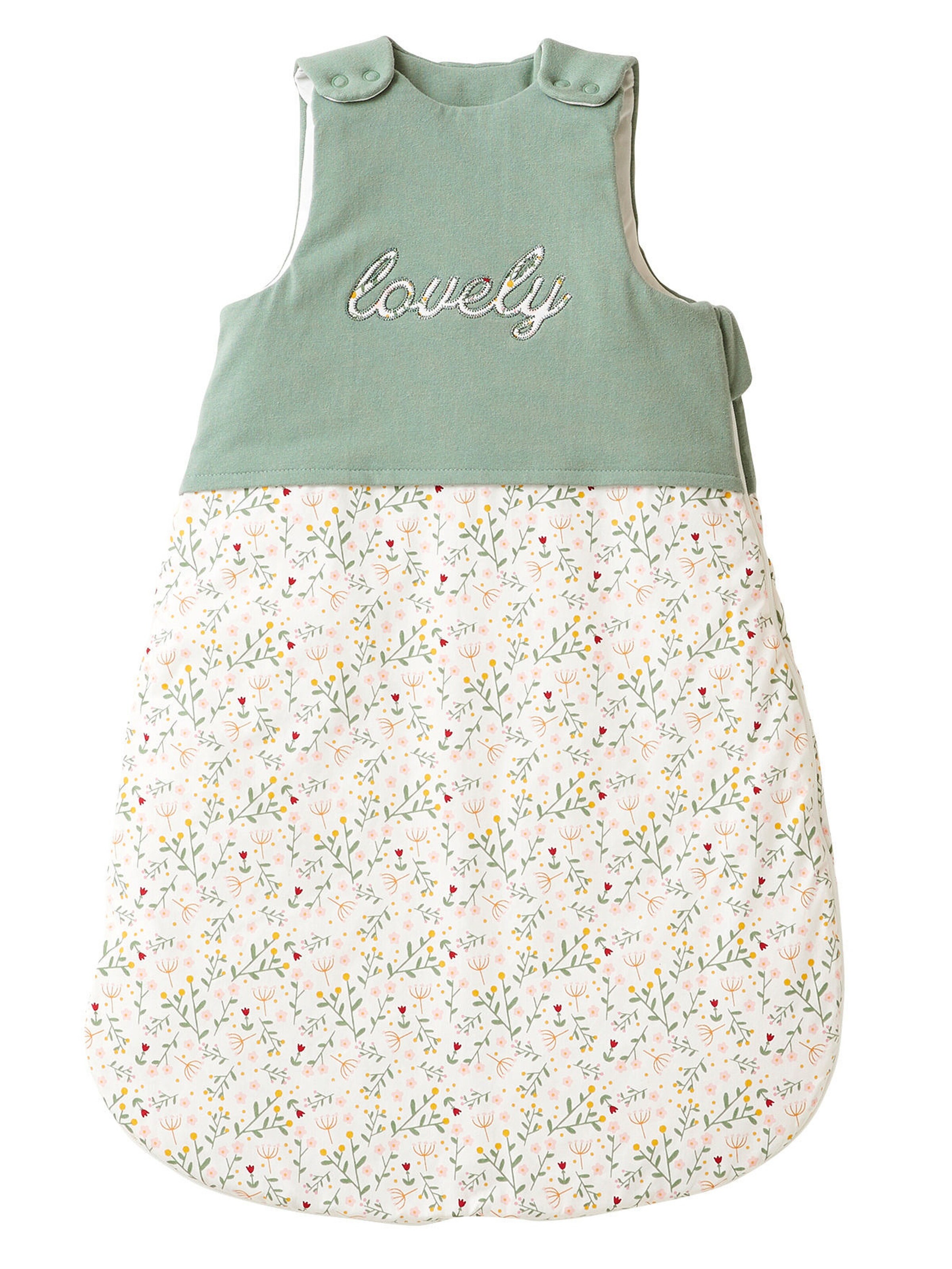 Vertbaudet Baby Winterschlafsack BLUMENZAUBER, Ärmel abnehmbar grün