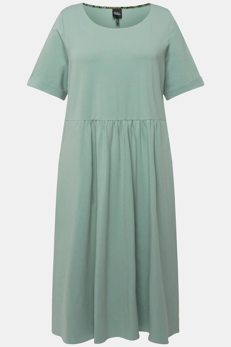 Jersey-Midikleid, A-Linie, Rundhals, Halbarm