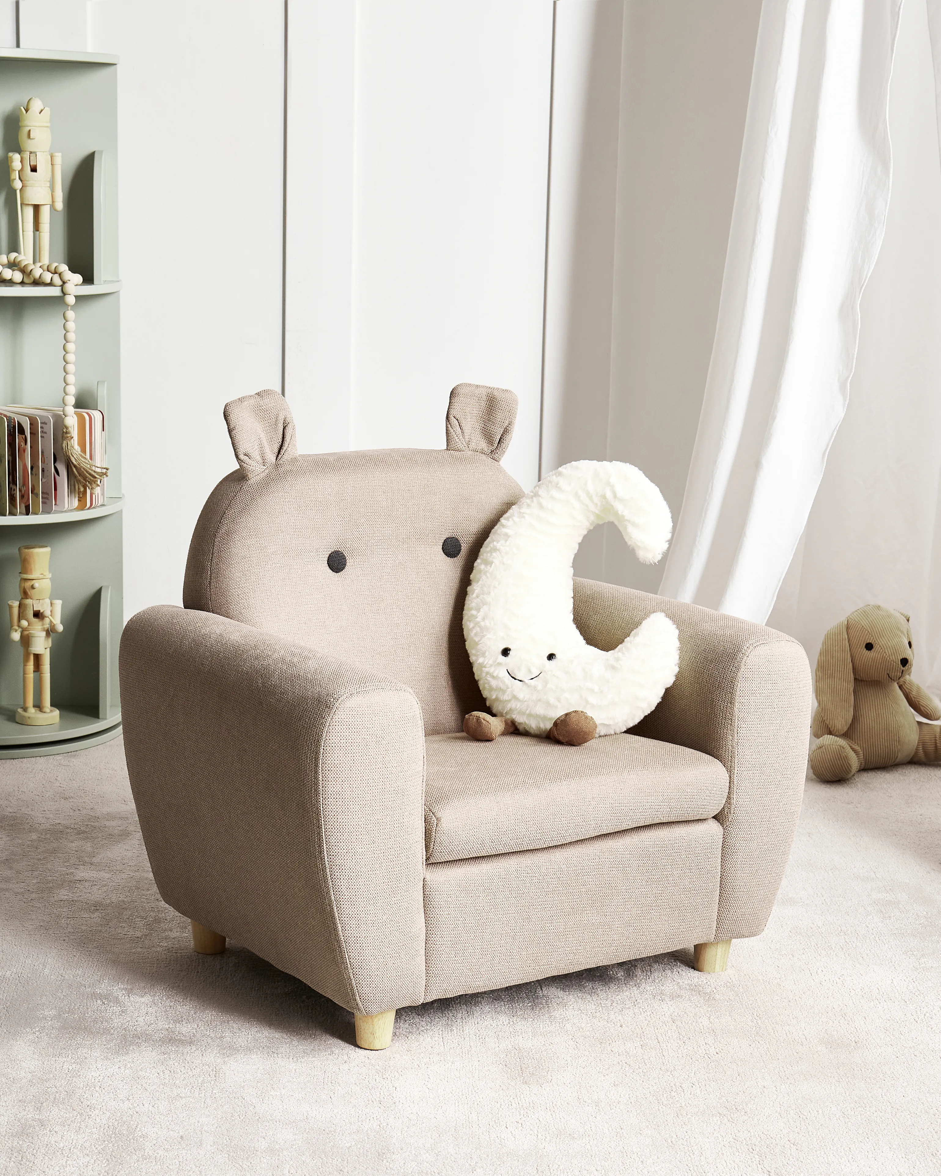 Kinderfauteuil Nijlpaard MARIBO Stof Taupe