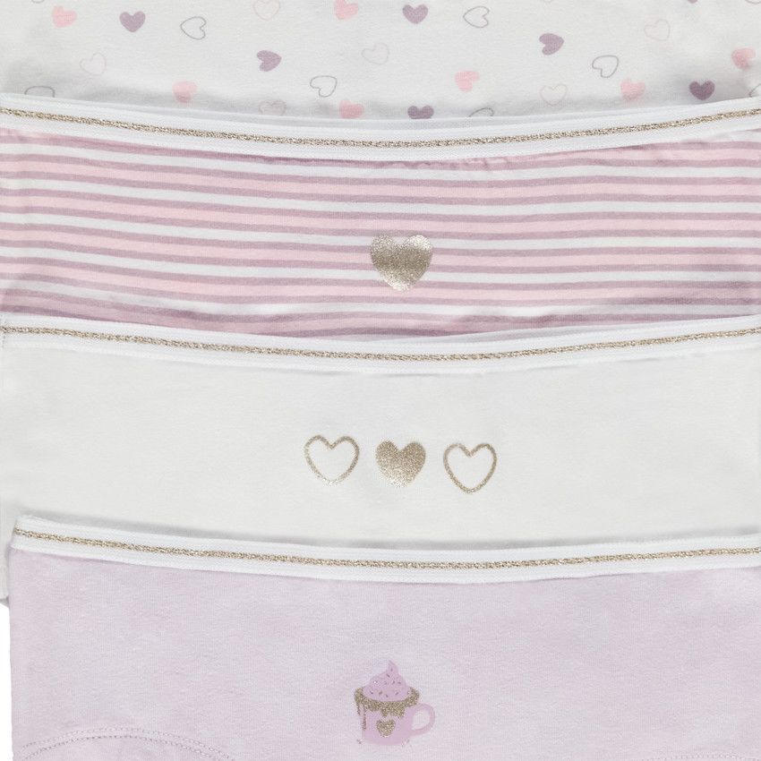 Lot de 4 shorties fantaisie avec glitterprint pour fille - Lilas