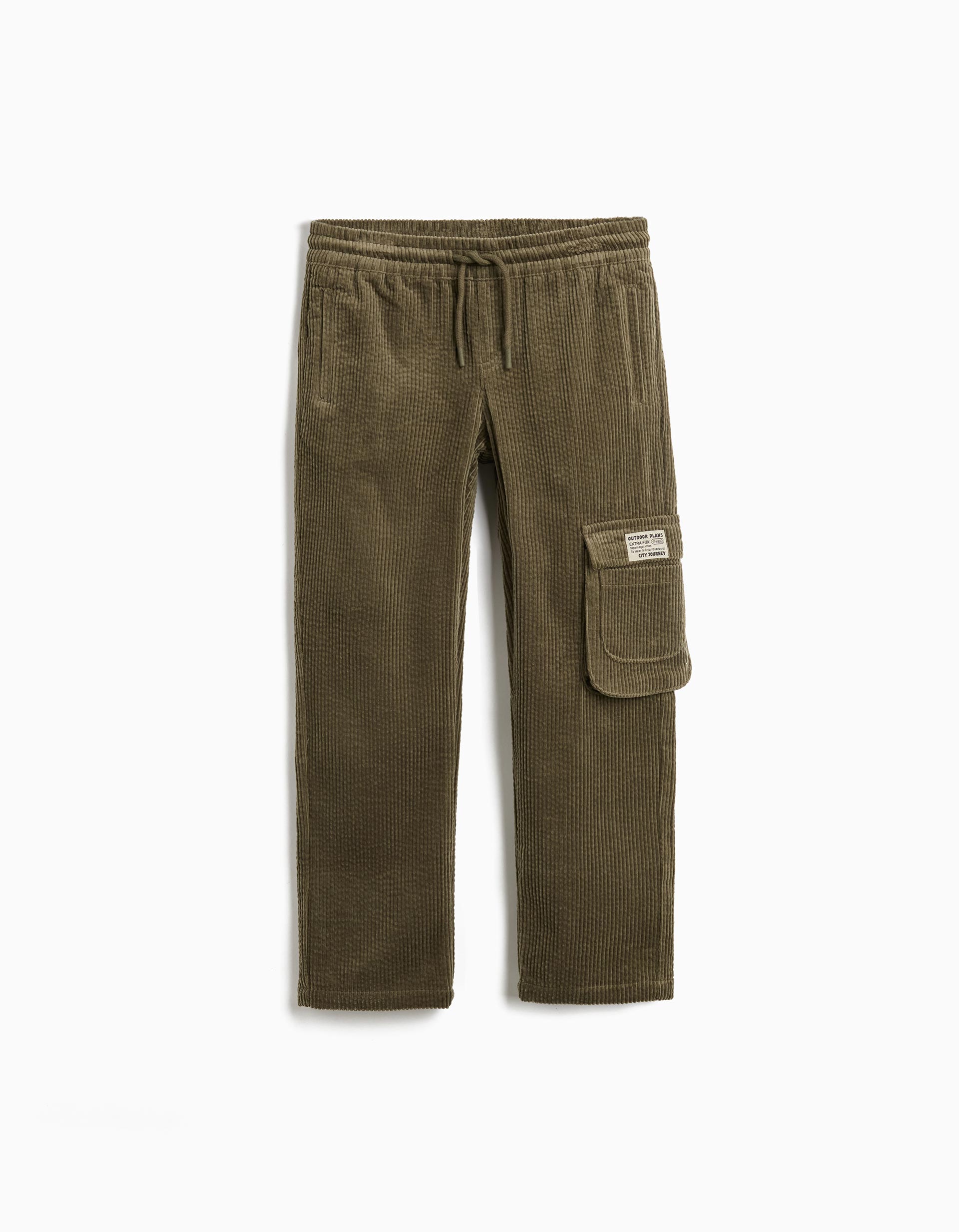 Calças Cargo de Bombazine, Menino, Verde Escuro