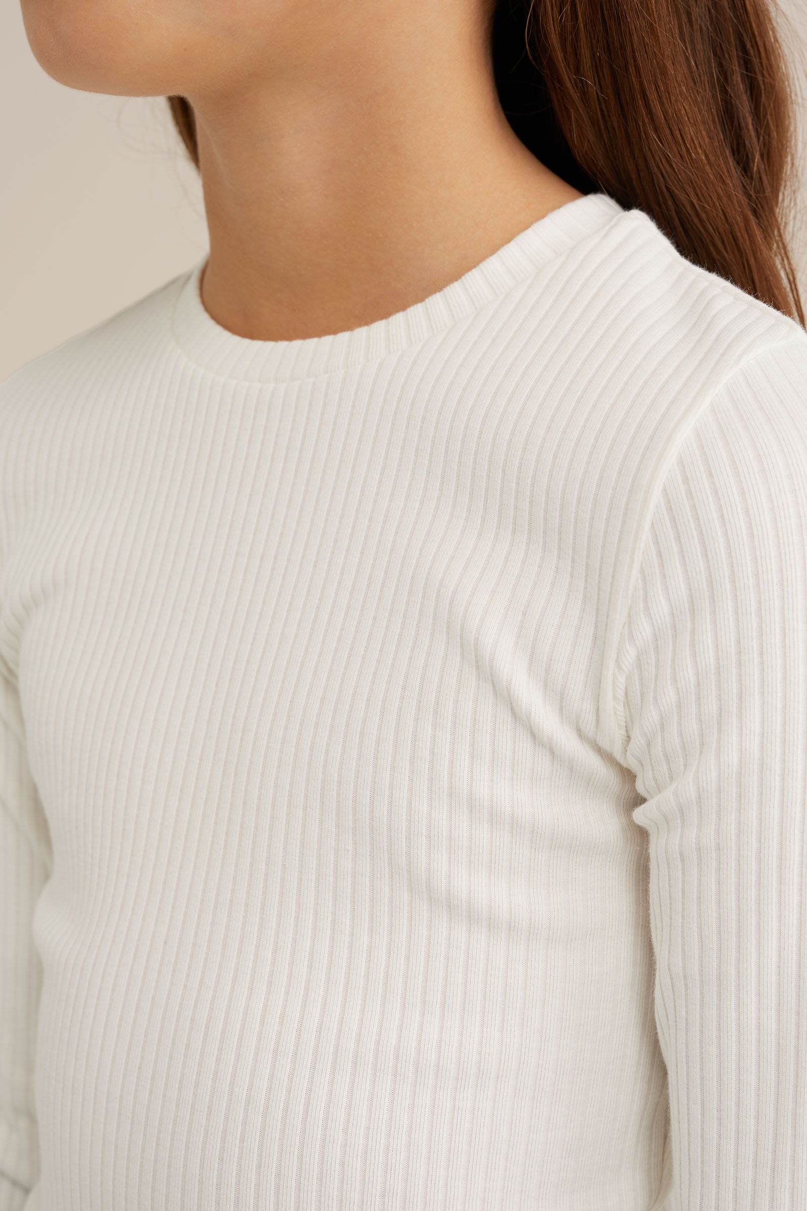 Meisjes cropped T-shirt van ribstof WE Fashion Wit