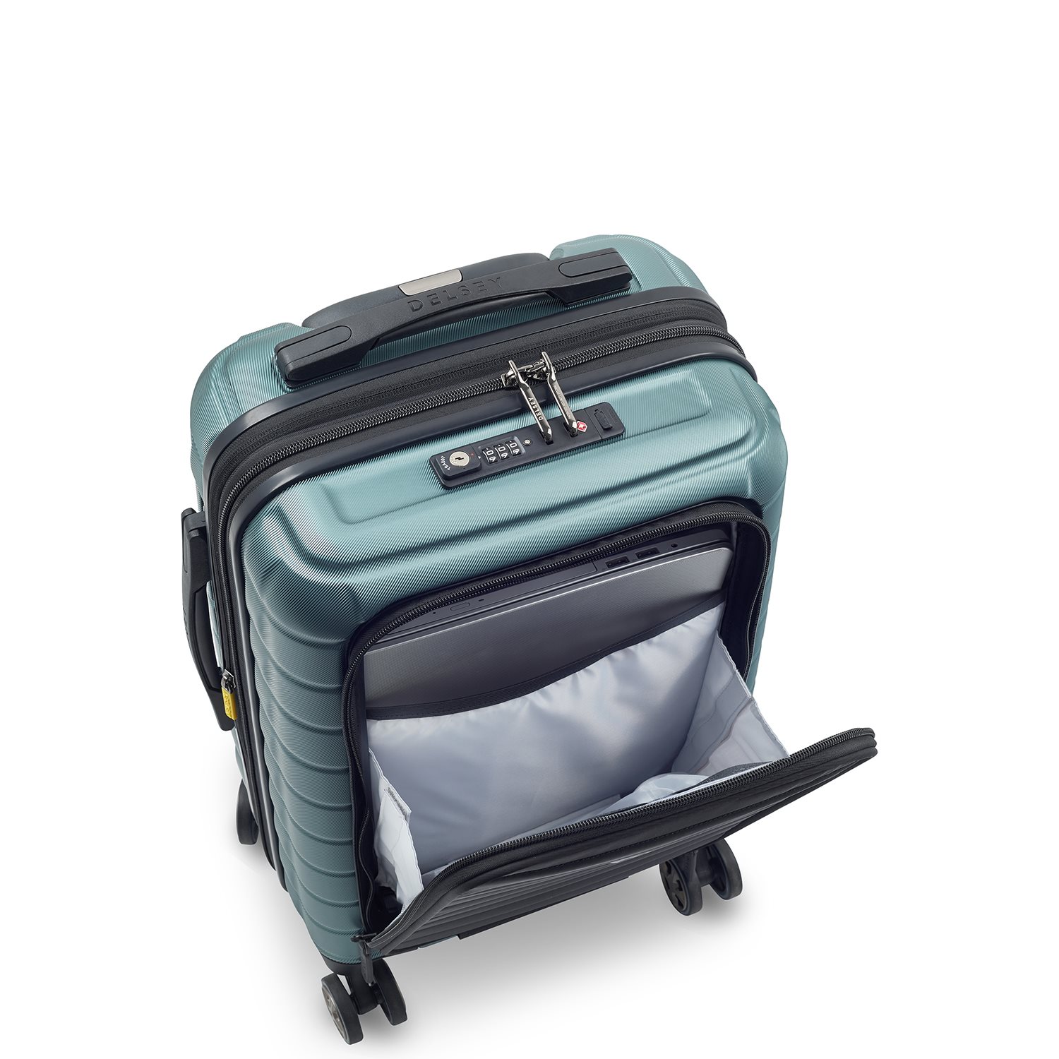 Delsey Shadow 5.0 Cabin Trolley Expandable Front Pocket green