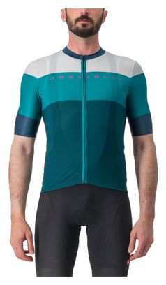 Maillot Manches Courtes Castelli Sezione Vert/Bleu Turquoise