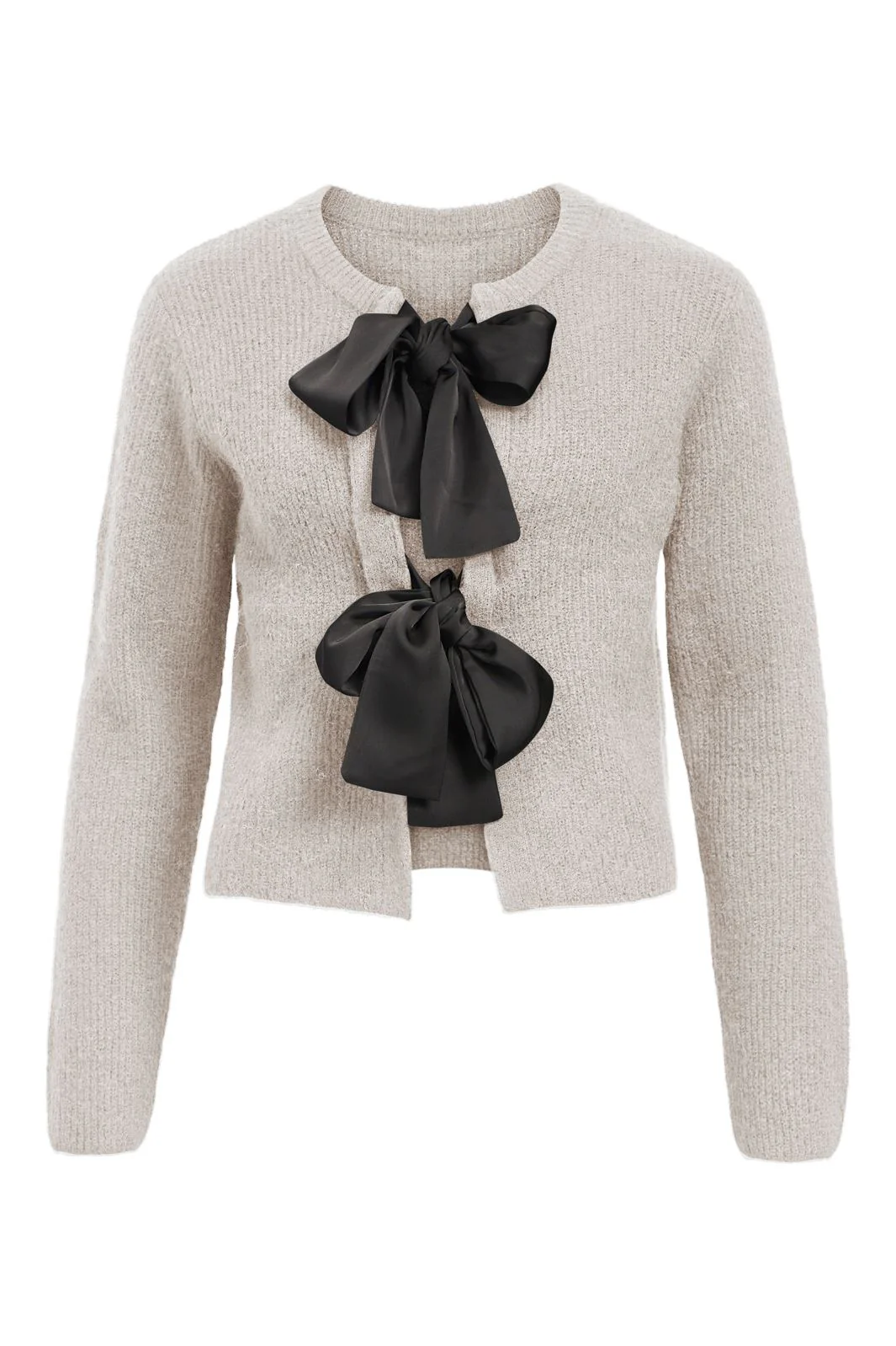 Object Objparvi Sateen Bow Knit Cardigan 4669336 white sand black bows