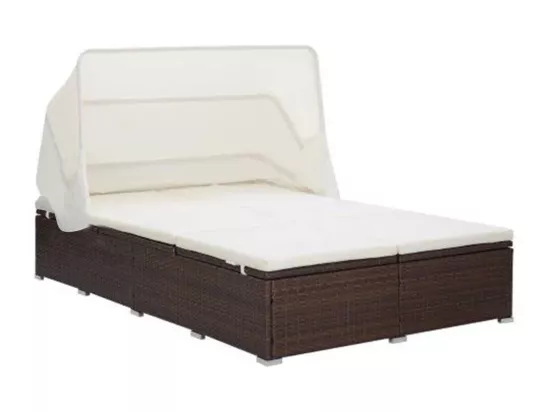 Transat à 2 places avec coussin Résine tressée Marron