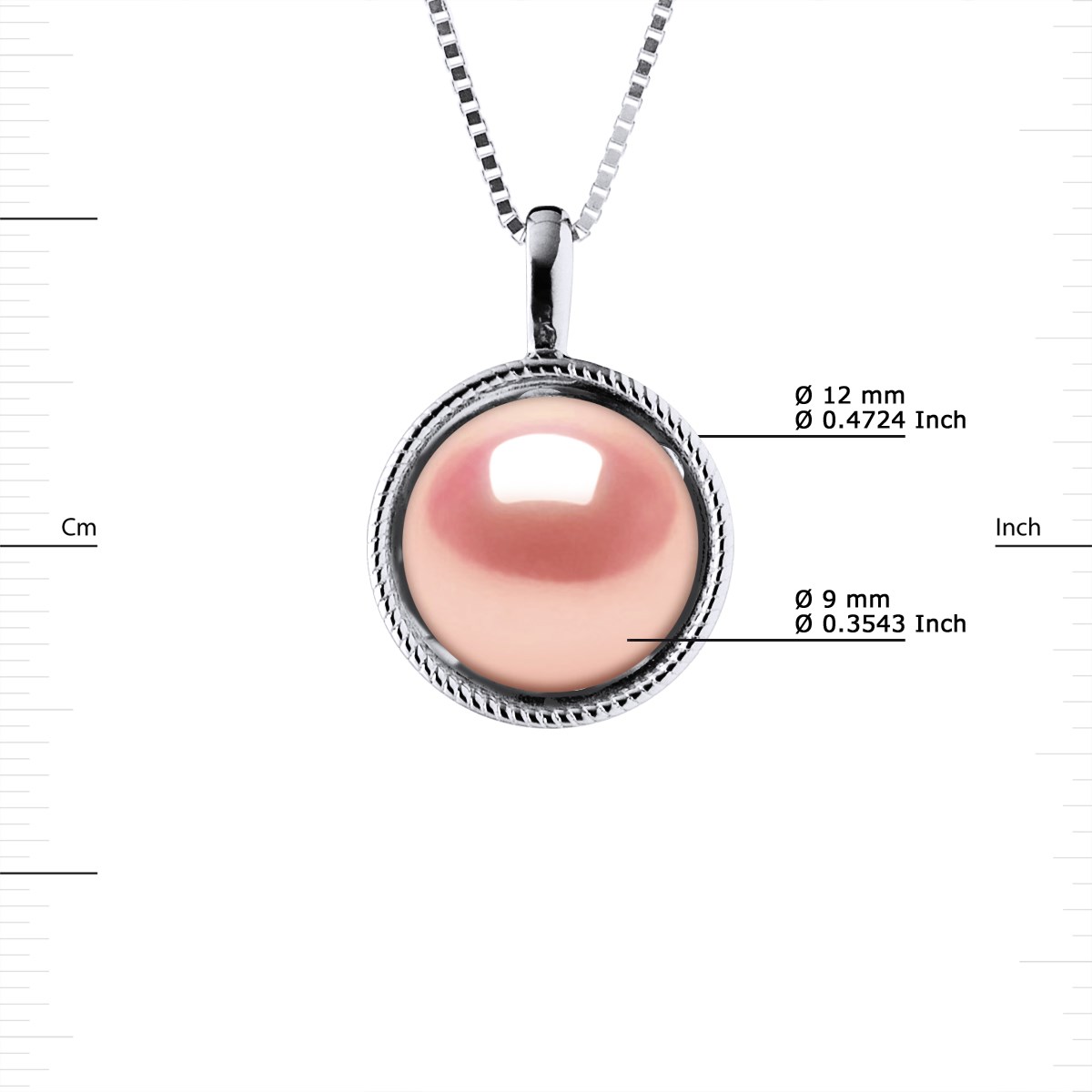 Collier AURA Perle d'Eau Douce 9-10 mm Rose Argent 925