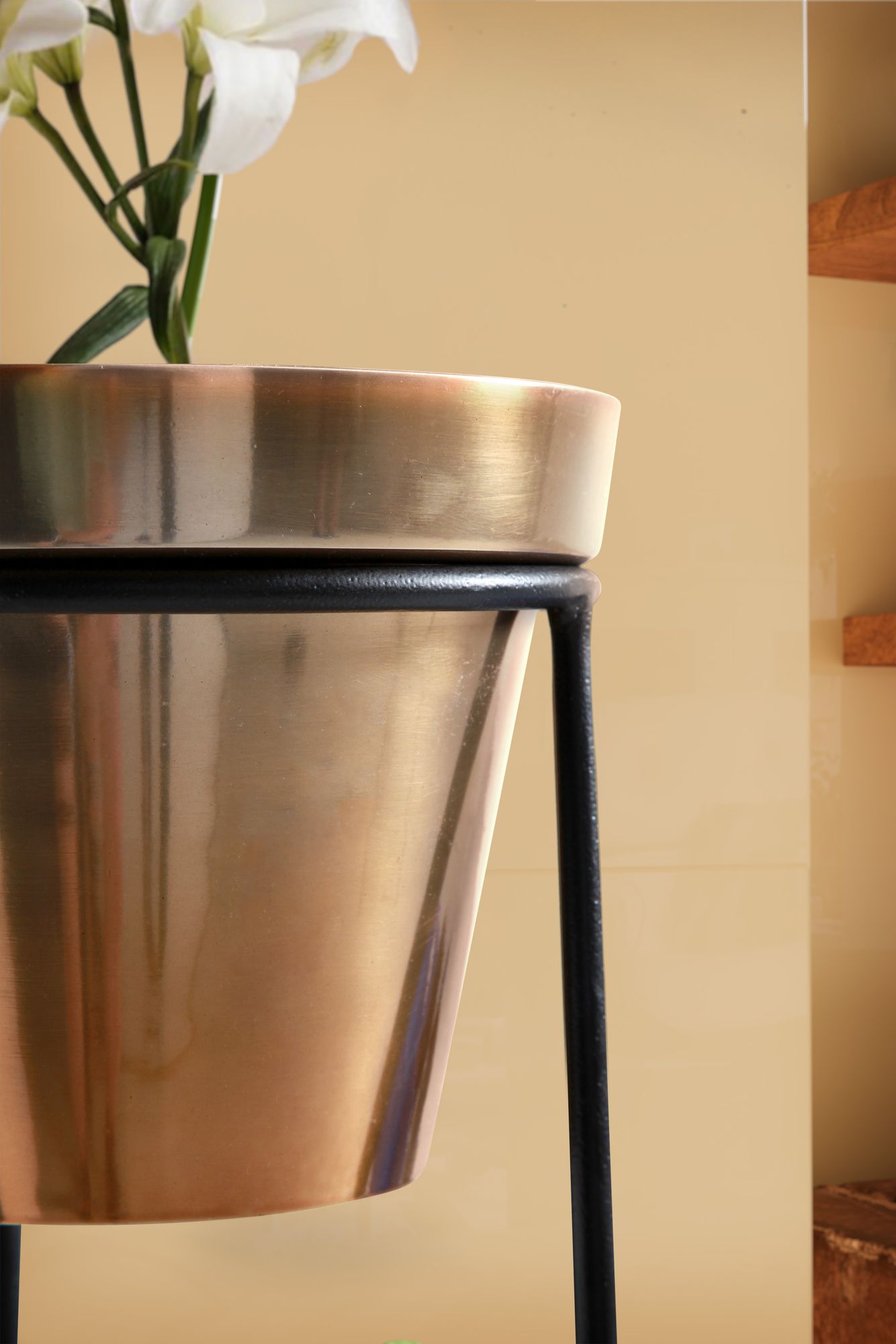 Blumenständer FineBuy Blumensäule 40x109x40 cm Metall Gold Pflanzenständer