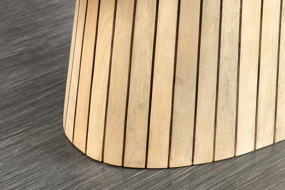 Ovaler Esstisch ART DECO 220cm weiß gekälkt massives Mangoholz mit Säulenfuß
