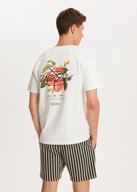 T-shirt met print wild peach off-white (WIT.O)