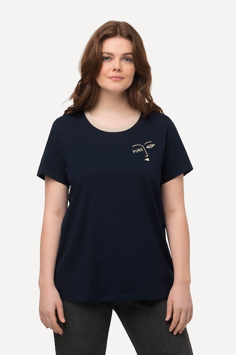 T-Shirt, PURE-Stickerei, Rundhals, Halbarm, Biobaumwolle