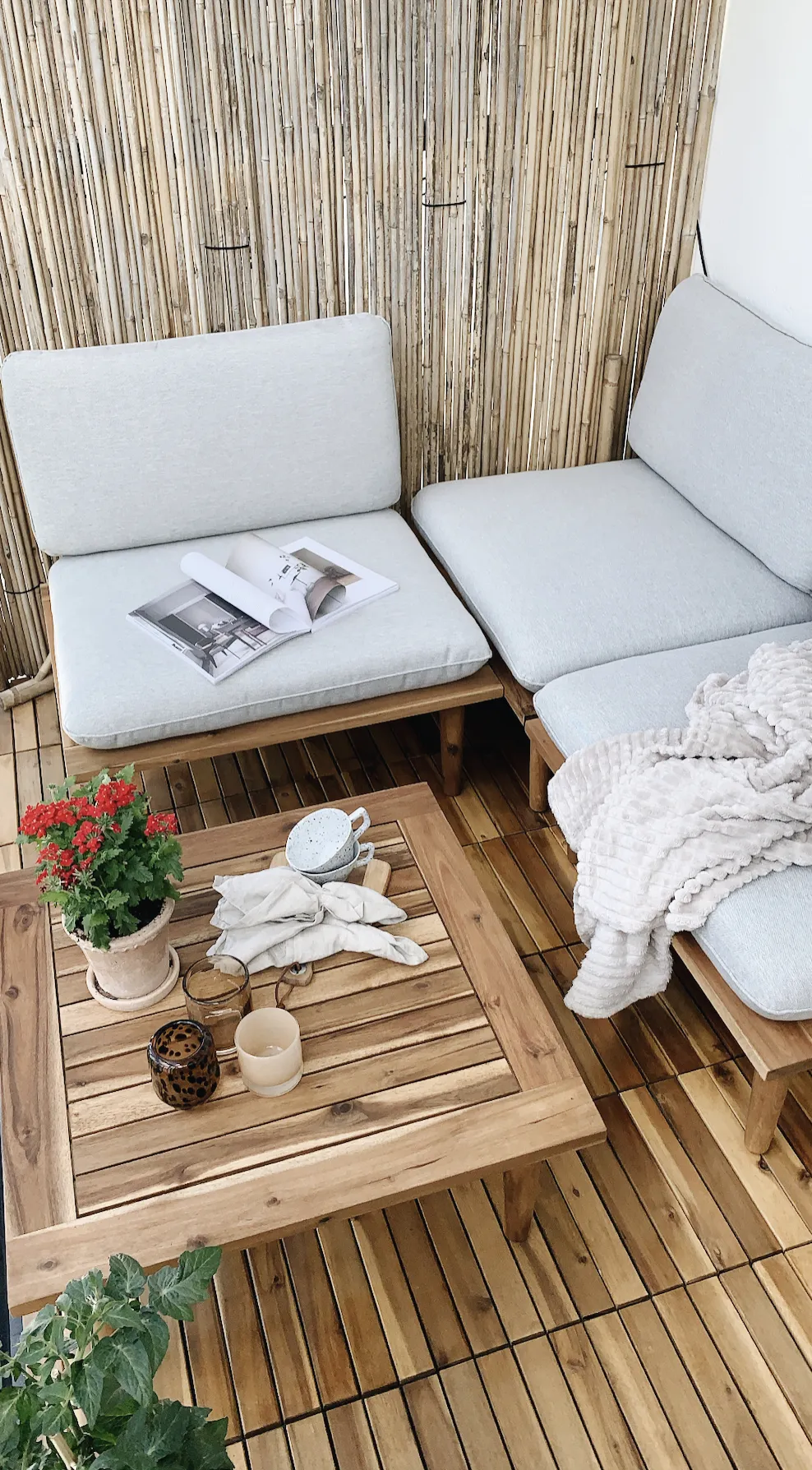Loungeset met tafel 4-zits FRASCATI modulair Gecertificeerd acaciahout Lichtgrijs