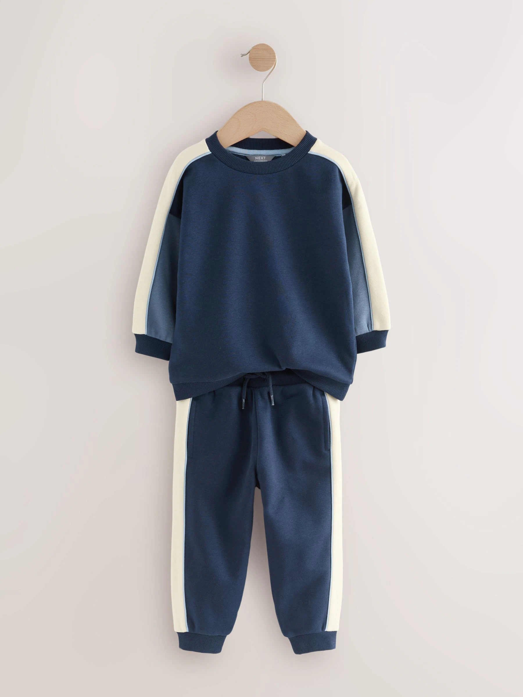 Blauw met kleurvlakken - Set met sweatshirt en joggingbroek (3mnd -7jr)