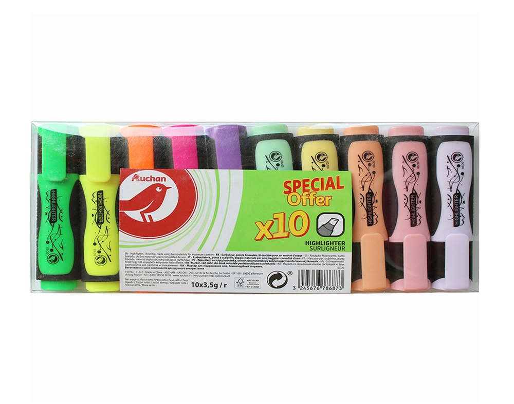 CONJUNTO DE 10 SUBLINHADORES AUCHAN