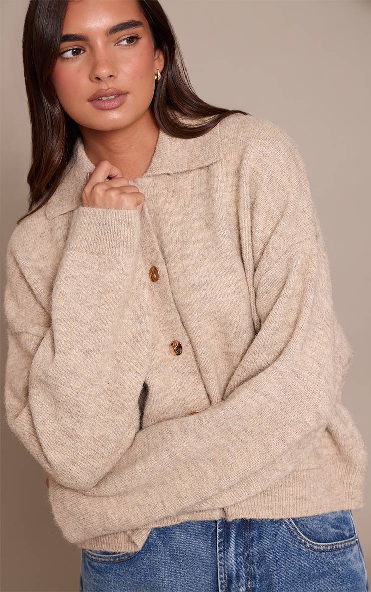 Avoine Cardigan Col En Maille Brossée